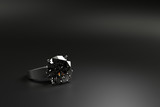 3D rendering Luxury diamonds ring on black background