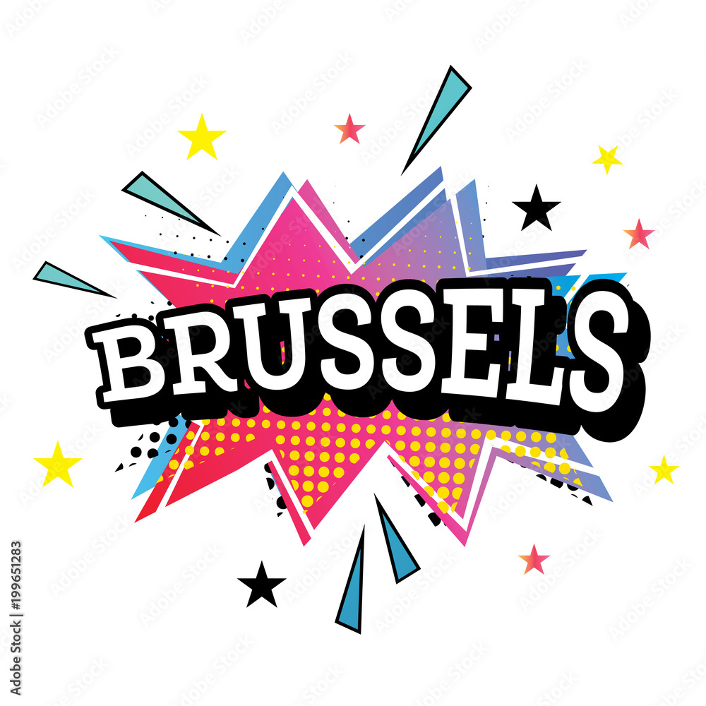 Obraz premium Brussels Comic Text in Pop Art Style.