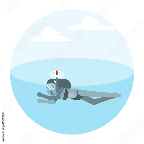 Woman floats under water