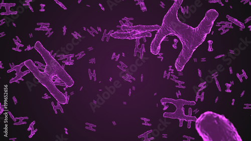 Abstract purple virus cells under microscope