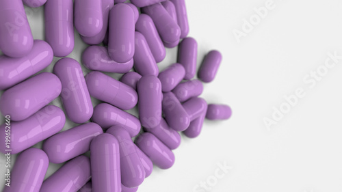 Pile of purple medicine capsules