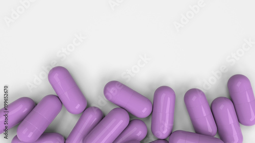 Pile of purple medicine capsules