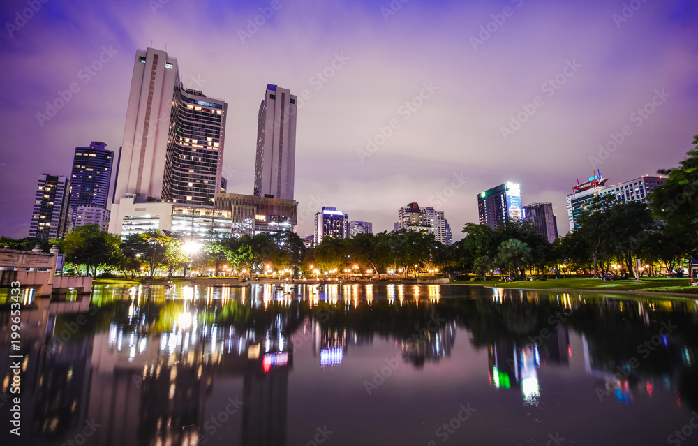 Fototapeta premium building at park ,panorama,landscape,twilight