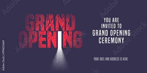 Grand opening vector banner, illustration, invitation card