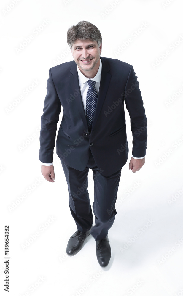 Top view confident businessman goes forward. Top view confident businessman goes forward.