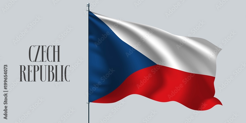 Czech republic waving flag on flagpole vector illustration Czech republic waving flag on flagpole vector illustration