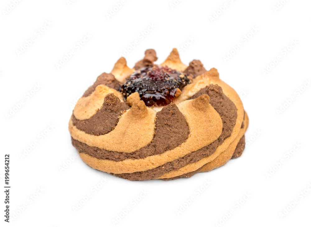 Cookie with jam on white background. Cookie with jam on white background.