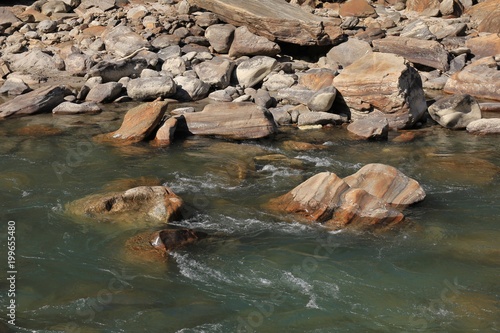Rocks shaped by water of the Langtang Khola, river in Nepal.