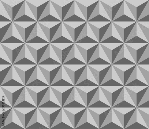 gray pyramid. vector seamless pattern with triangles. simple geometric background. visual illusion