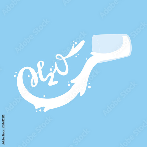 Cartoon cute glass, Splash water is wold H2O vector. Blue background.