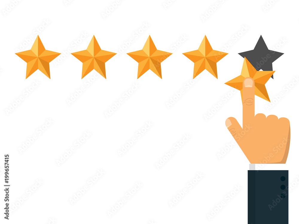 Star rating. Positive review. Vector illustration. Star rating. Positive review. Vector illustration.
