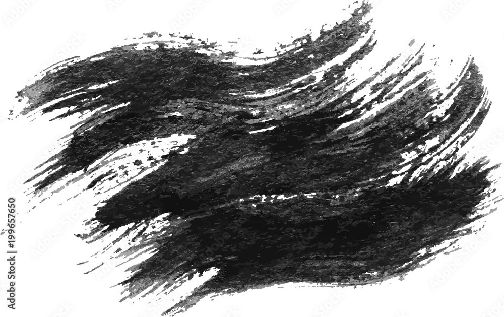 Black watercolor texture paint stain brush stroke isolated on white background, eps 10 vector illustration.