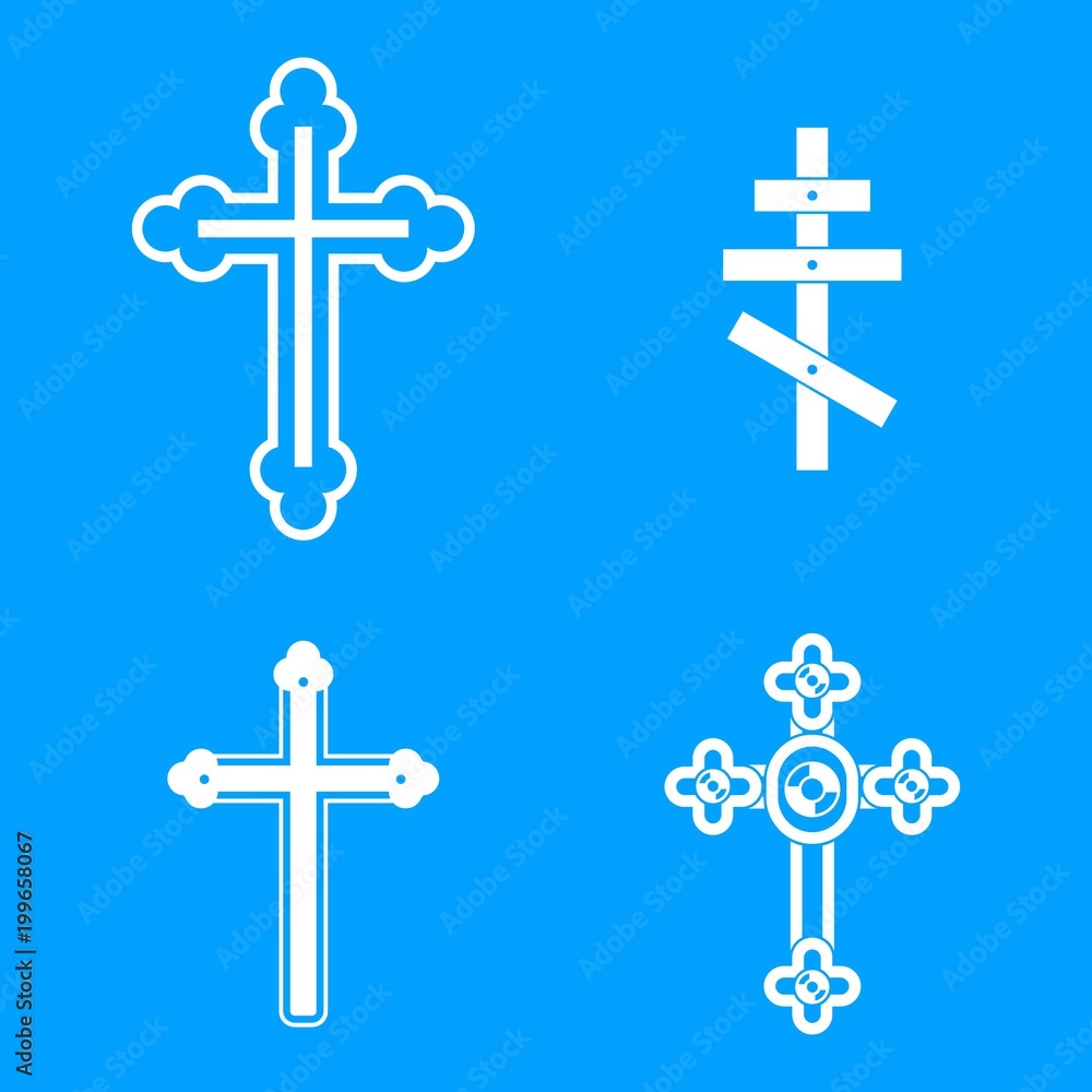 Cross icon blue set vector