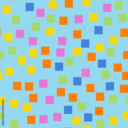 Abstract squares pattern. Light blue geometric background. Ravishing random squares. Geometric chaotic decor. Vector illustration.