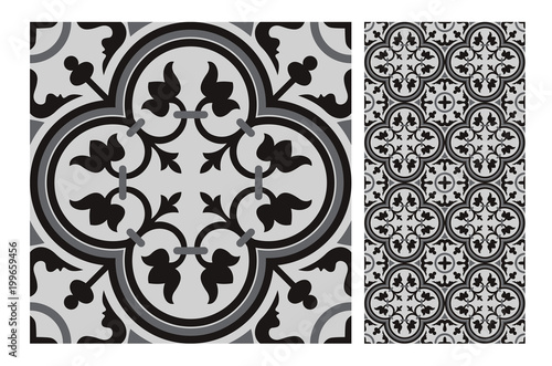 vintage tiles patterns antique seamless design in Vector illustration	
