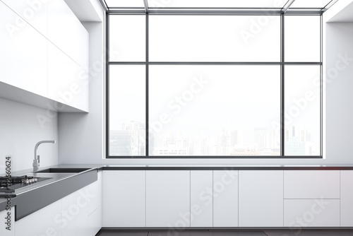White loft kitchen corner  countertops