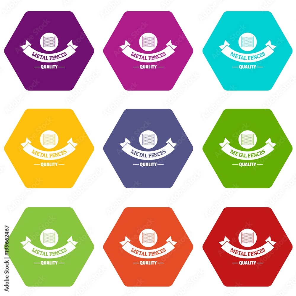 Fence security icons set 9 vector Fence security icons set 9 vector