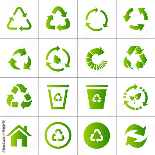 Recycling icon set