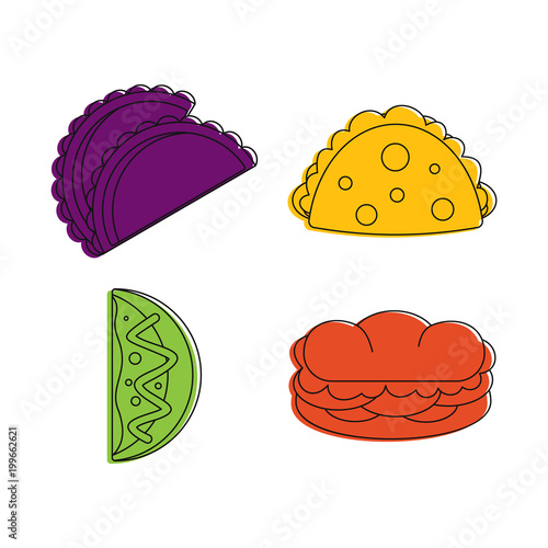 Pancake icon set, color outline style