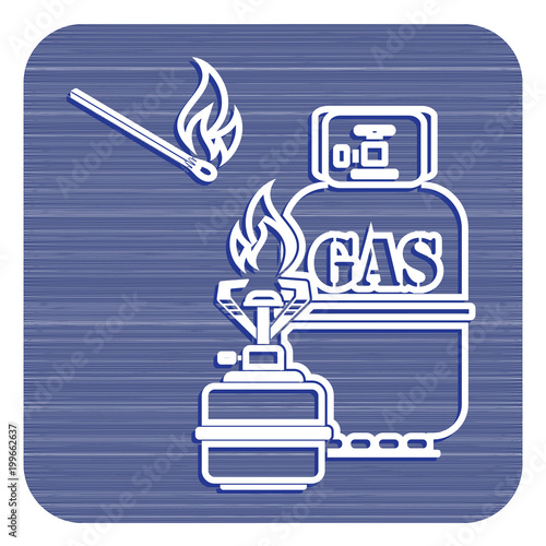 Camping stove with gas bottle icon vector