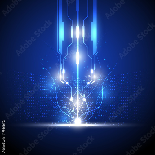 Vector modern laser technology with spark light effect abstract background