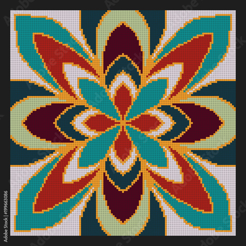Embroidery pattern. Cross stitching vector chart. Can be used for small pillow.