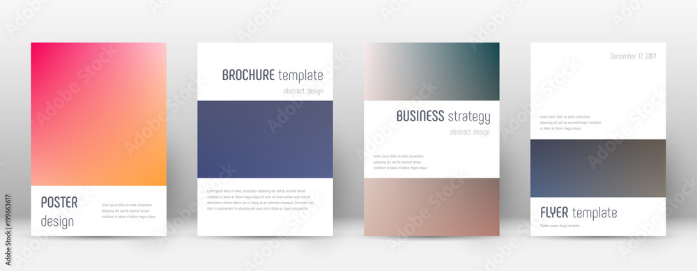 Flyer layout. Minimalistic pretty template for Brochure, Annual Report, Magazine, Poster, Corporate Presentation, Portfolio, Flyer. Artistic color transition cover page.
