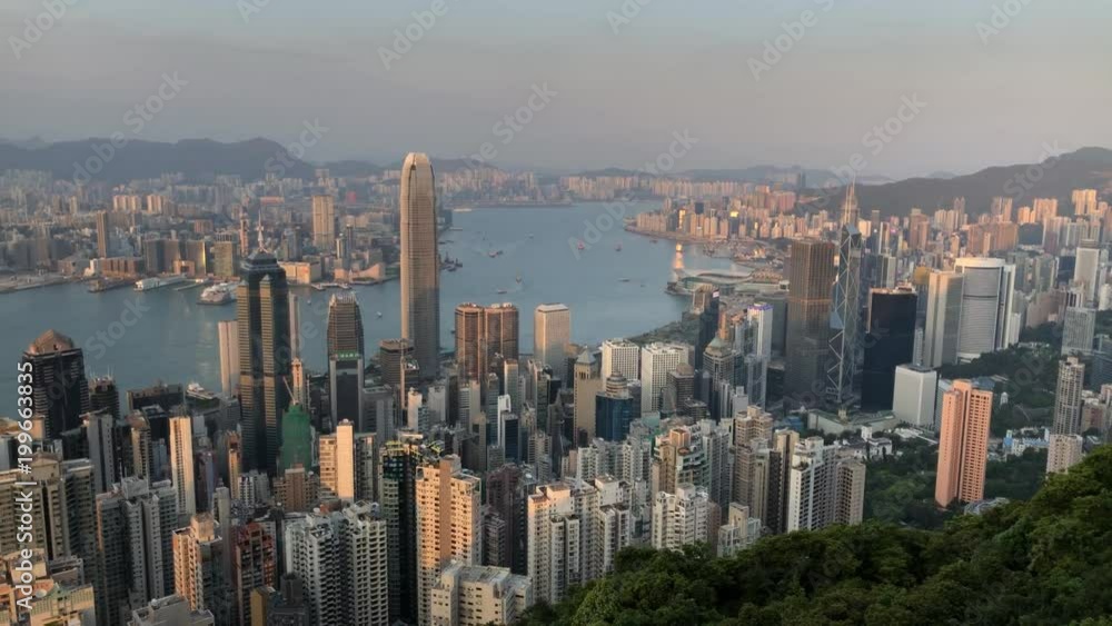 Victoria Peak, Hong Kong - March 31, 2018 : Hong Kong city view from the peak Victoria Peak, Hong Kong - March 31, 2018 : Hong Kong city view from the peak