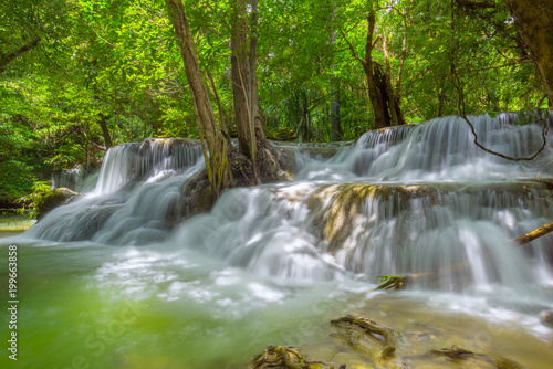 Beautiful Huay Mae Kamin Waterfall in Khuean Srinagarindra National Park, Kanchanaburi Province. Thailand © rbk365