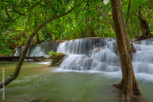 Beautiful Huay Mae Kamin Waterfall in Khuean Srinagarindra National Park  Kanchanaburi Province. Thailand