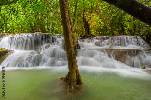 Beautiful Huay Mae Kamin Waterfall in Khuean Srinagarindra National Park, Kanchanaburi Province. Thailand