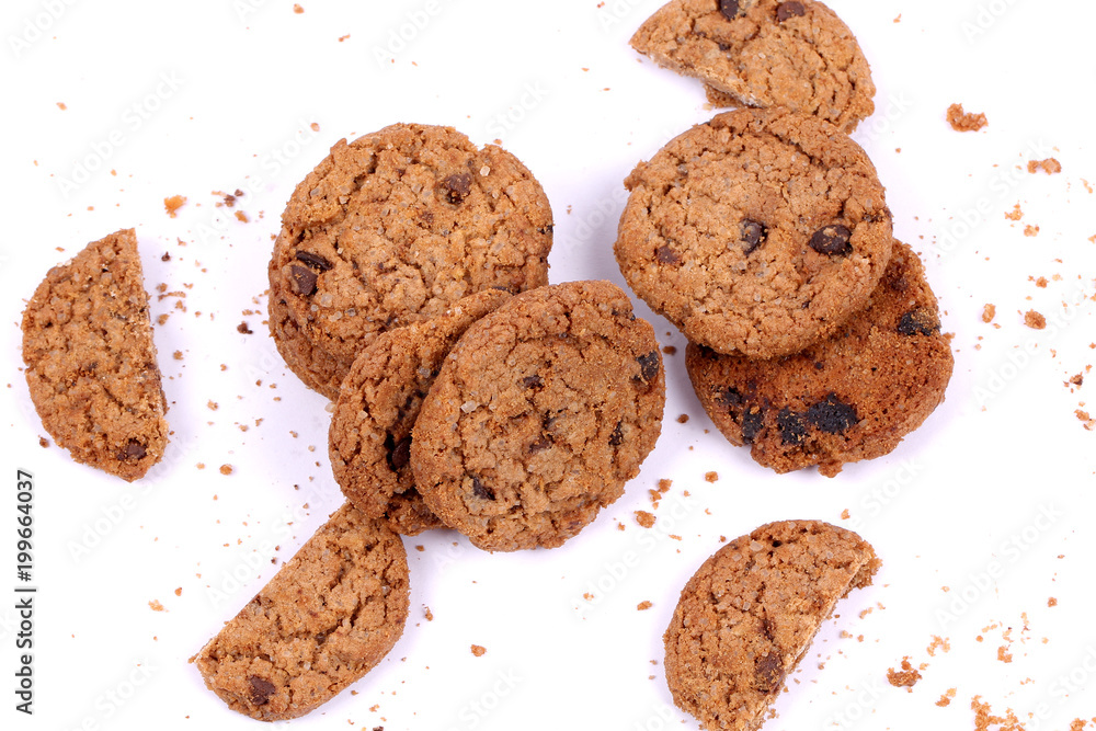 Chocolate homemade pastry biscuits isolated on white background Chocolate homemade pastry biscuits isolated on white background
