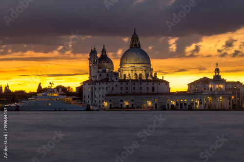 Basilica Santa Maria della salute at sunset, Venice