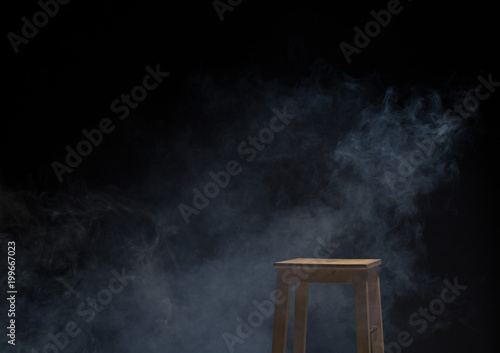 broken heart lonely girl can cry, smoke Fog on dark Background