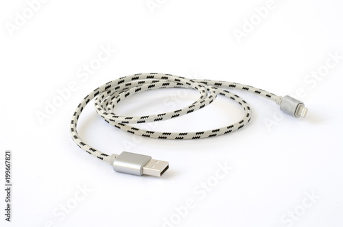 usb cable for cell phone isolated photo