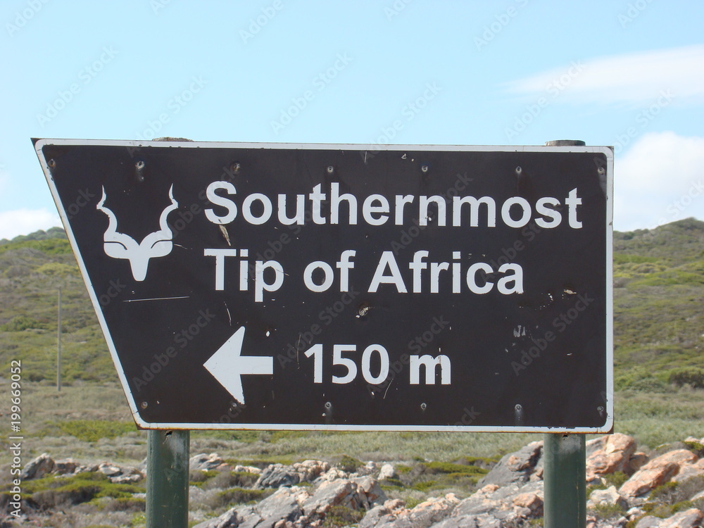 Südafrika - Wegweiser zum Cap Algulhas (Nadelkap)