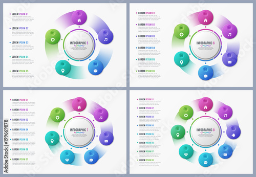 Rotating circle chart templates with 5 6 7 8 options. Global swa