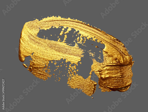 realistic hand drawing golden brush stroke paint spot