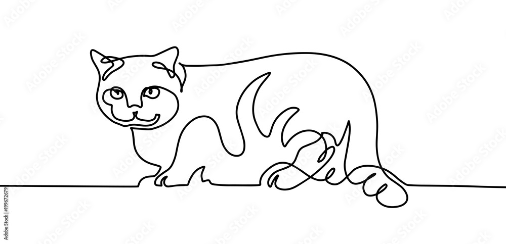continuous one line drawing of the cat sits on the wall continuous one line drawing of the cat sits on the wall