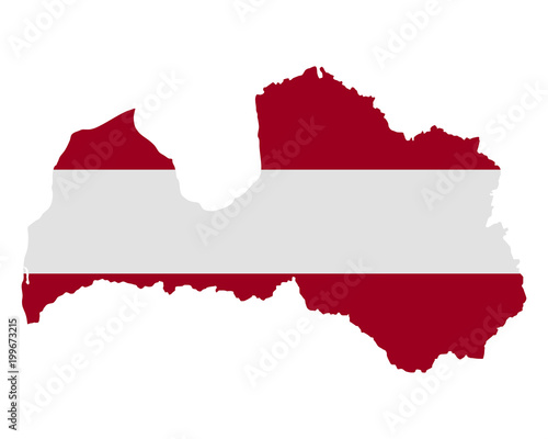 Karte und Fahne von Lettland