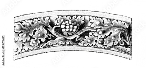 Ornament from grape vine in gothic art (from Meyers Lexikon, 1896, 13/794/795)