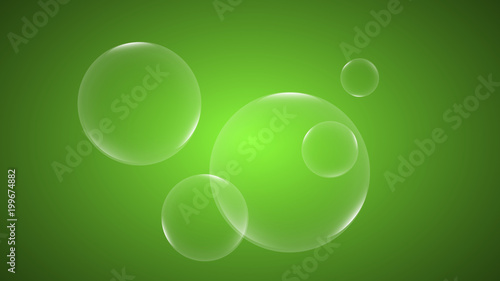 abstract soap bubbles on a green background