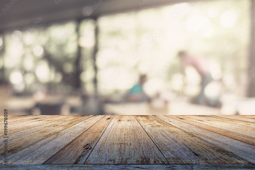 product display wood table top with blur image background of restaurant product display wood table top with blur image background of restaurant