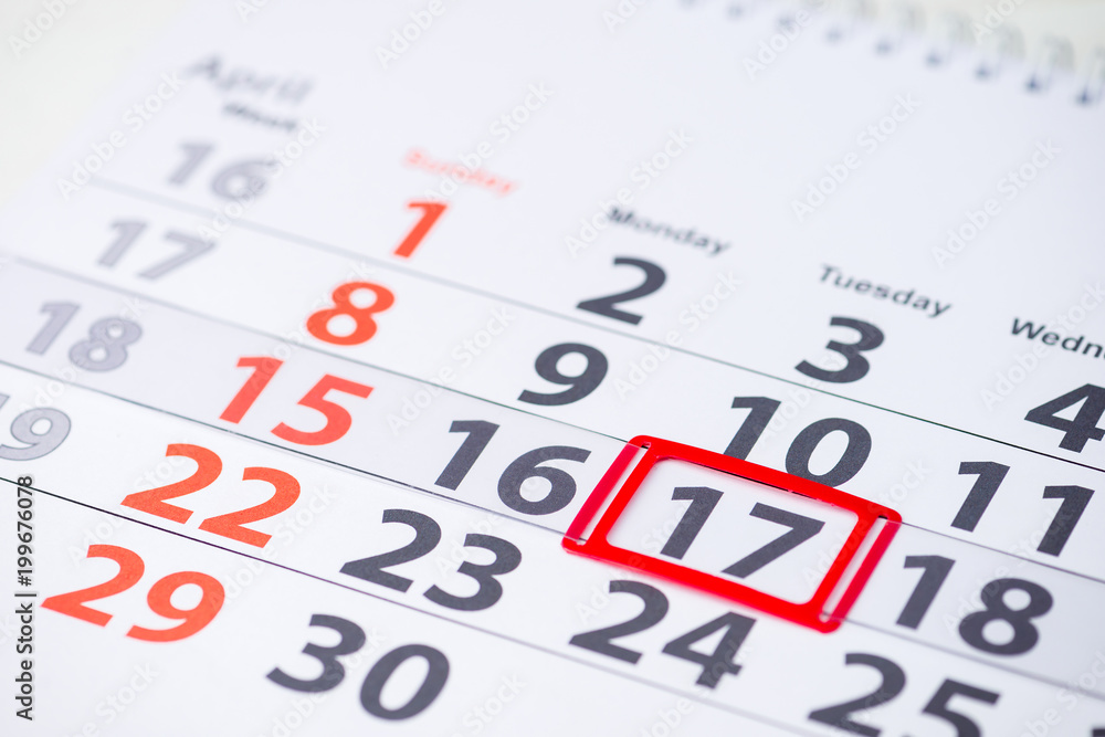 World Hemophilia Day. 17 April mark on the calendar, close-up World Hemophilia Day. 17 April mark on the calendar, close-up