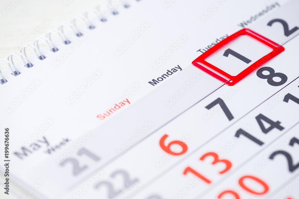 Labor day. 1 May mark on the calendar, close-up Labor day. 1 May mark on the calendar, close-up
