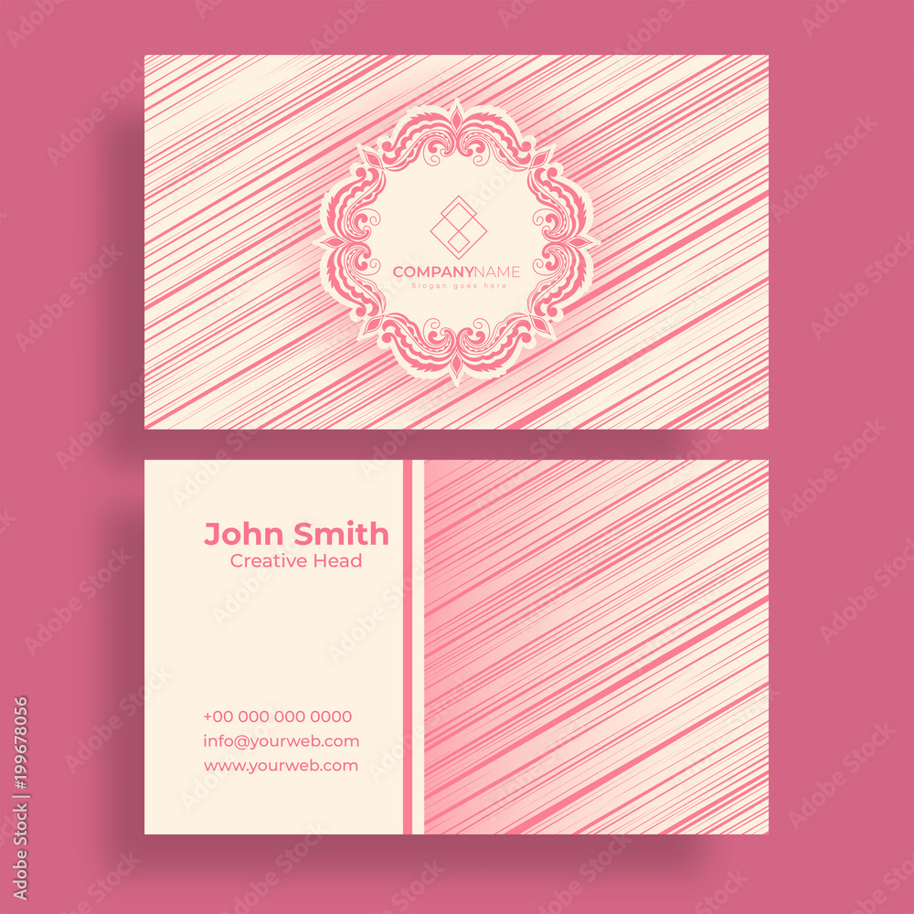 Horizontal business card with front and back presentation.