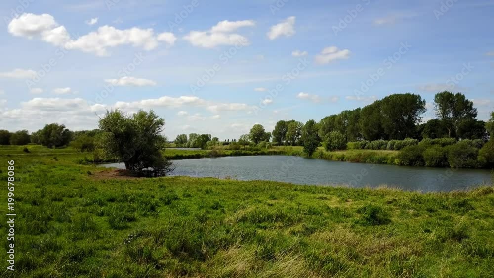 Aerial view lake close to Castle Loevestein, Poederoijen - Holland - Netherlands Aerial view lake close to Castle Loevestein, Poederoijen - Holland - Netherlands