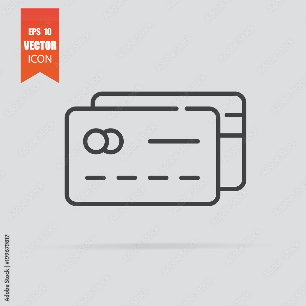 Credit card icon in flat style isolated on grey background. Credit card icon in flat style isolated on grey background.