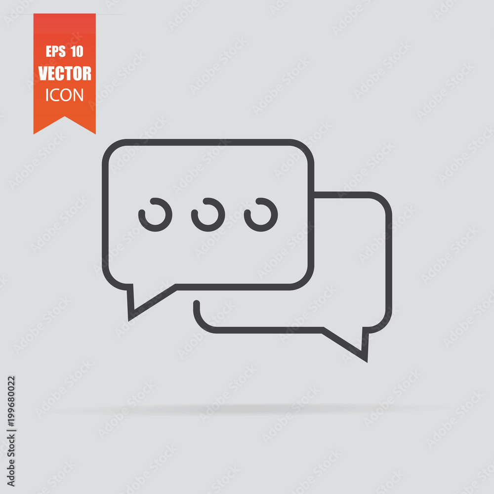 Naklejka premium Speech bubble icon in flat style isolated on grey background.