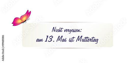 muttertag erinnerung zettel mit schmetterling